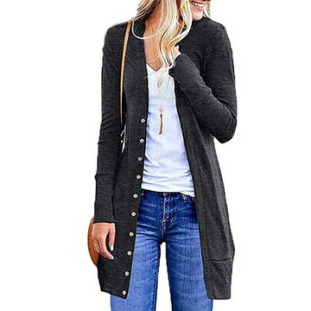 Leo Rosi Suzy Snap Button Long Cardigan Grey